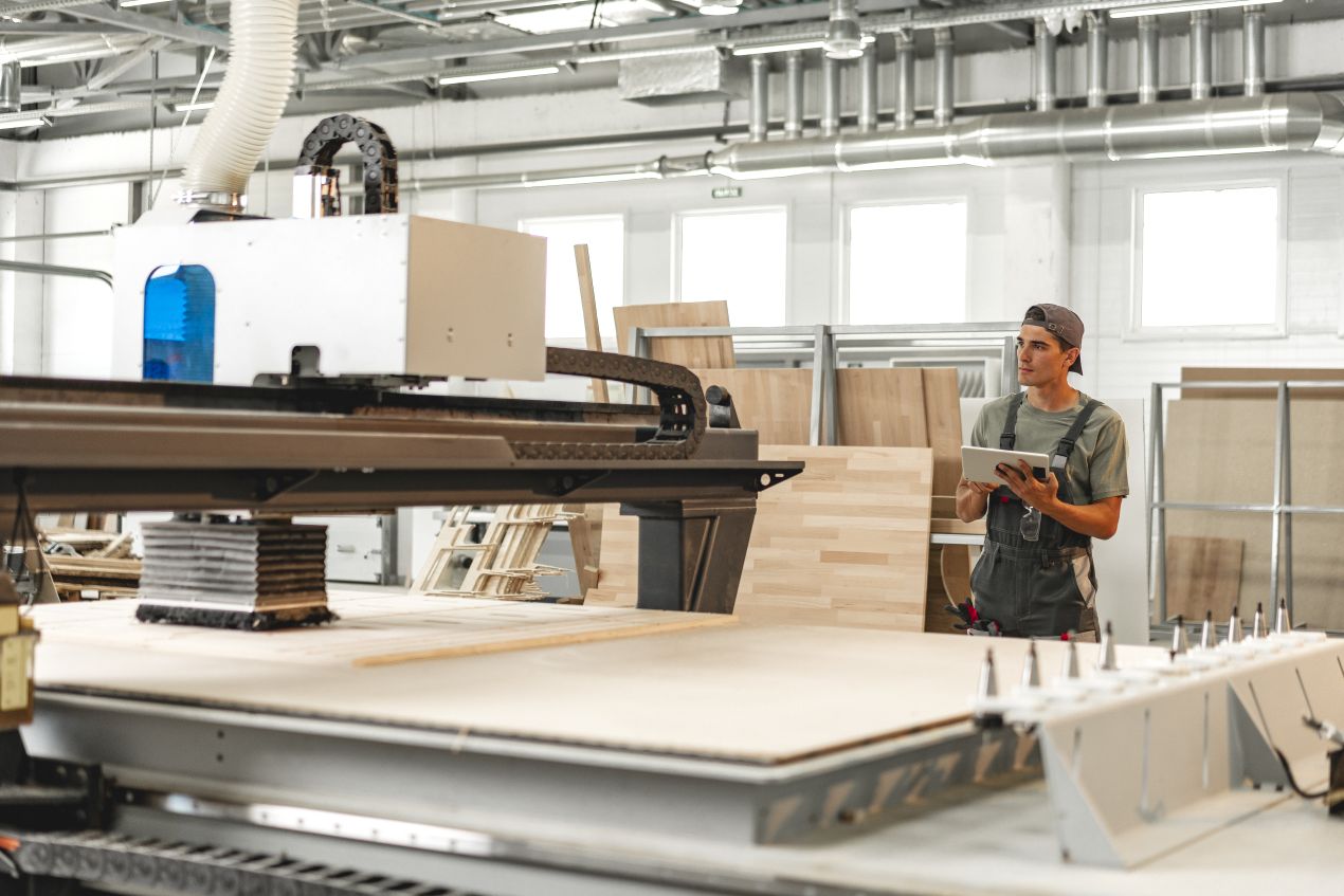 ischler nutzt computergesteuerte Fräse zur Holzverarbeitung – Möbelbau Berlin mit Hightech und Handwerk kombiniert